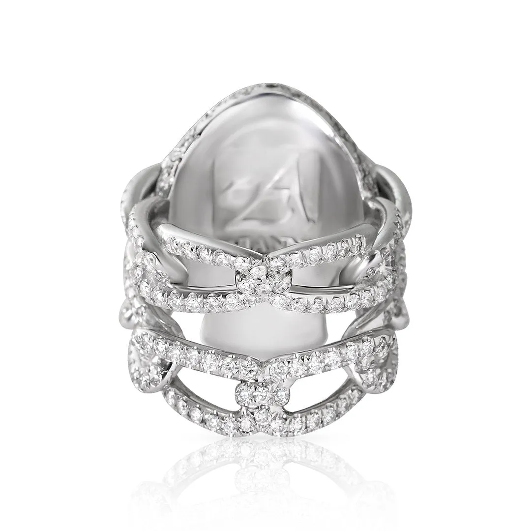 14k White Gold Diamond Skull Ring 6.39 ctw