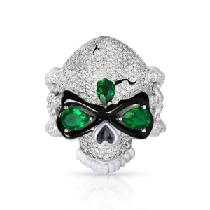 14k White Gold Diamond Skull Ring 6.39 ctw