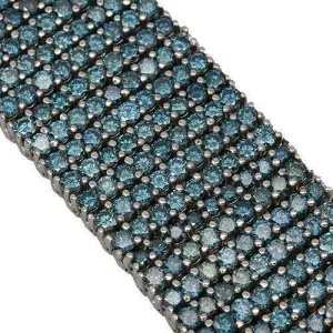14K White Solid Gold Blue Diamond Mens Bracelet 64.35 Ctw