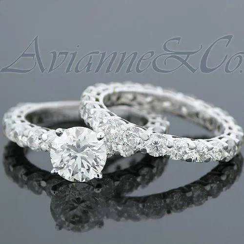 14K White Solid Gold Diamond Bridal Ring Set 8.52 Ctw