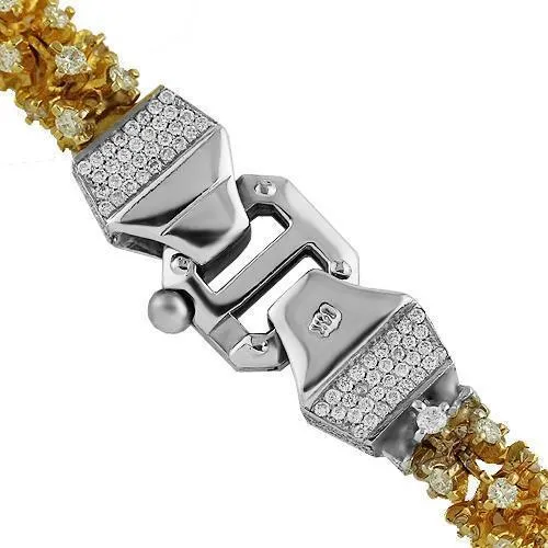 14k Yellow Gold Mens Fancy Diamond Chain 43.00 Ctw