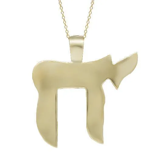 14K Yellow Solid Gold Mens Diamond Chai Pendant 8.75 Ctw