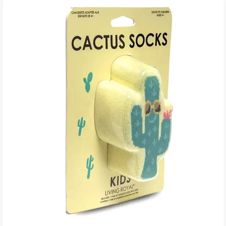 3D Packaged Crew Socks - Cool Cactus - Yellow