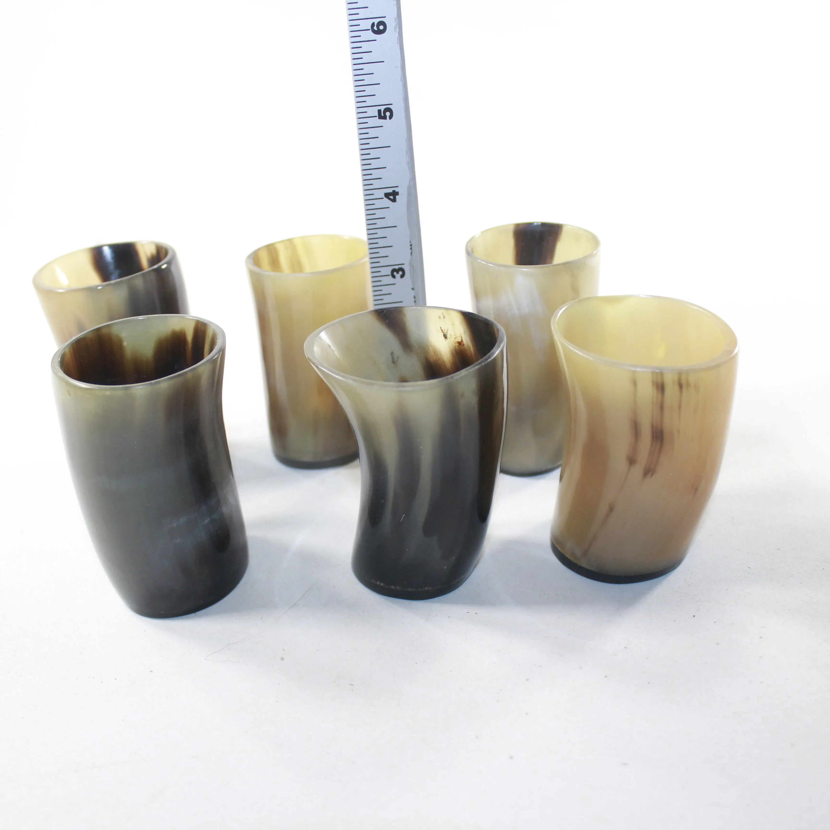 6 Horn Shot Glasses #7131 Natural Colored