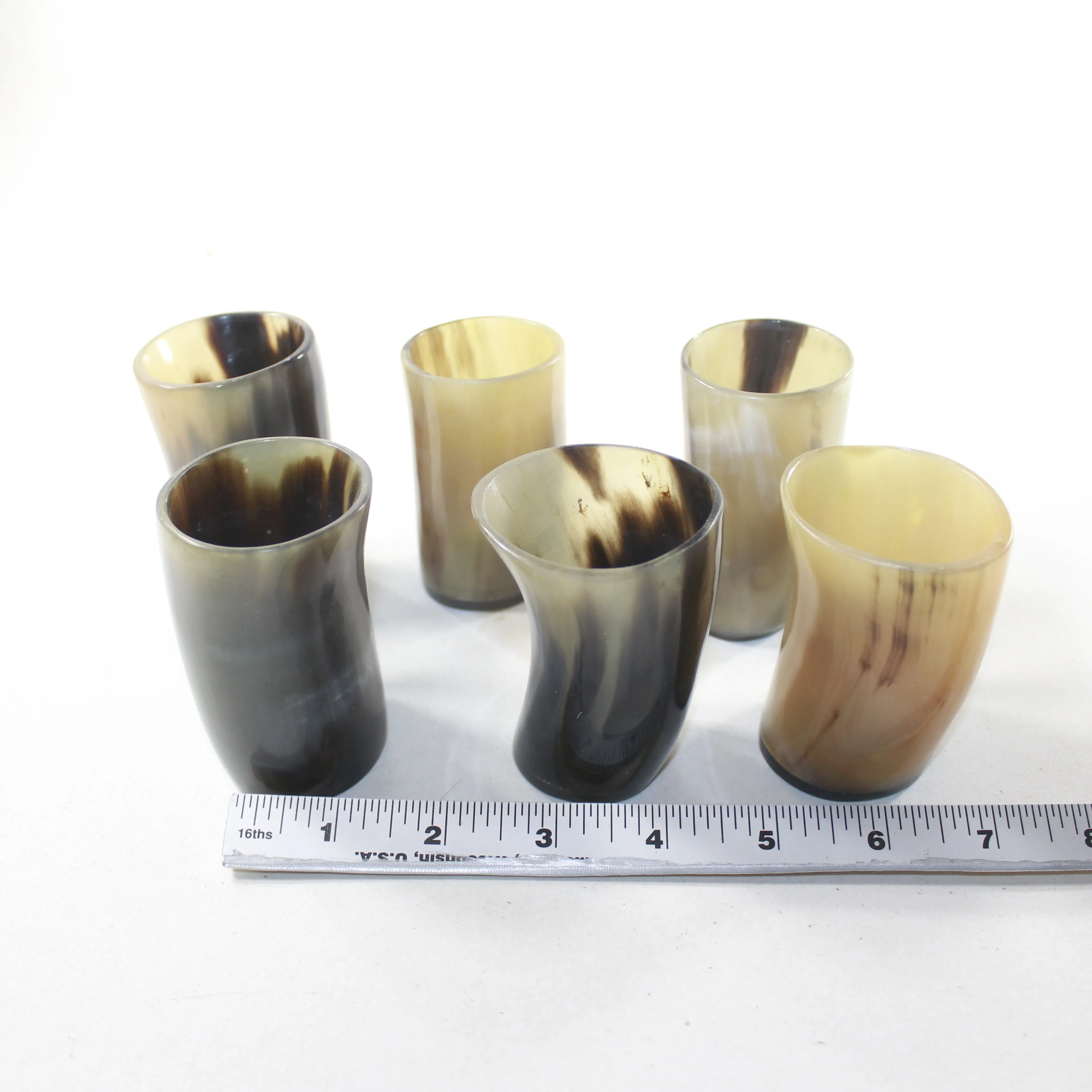 6 Horn Shot Glasses #7131 Natural Colored