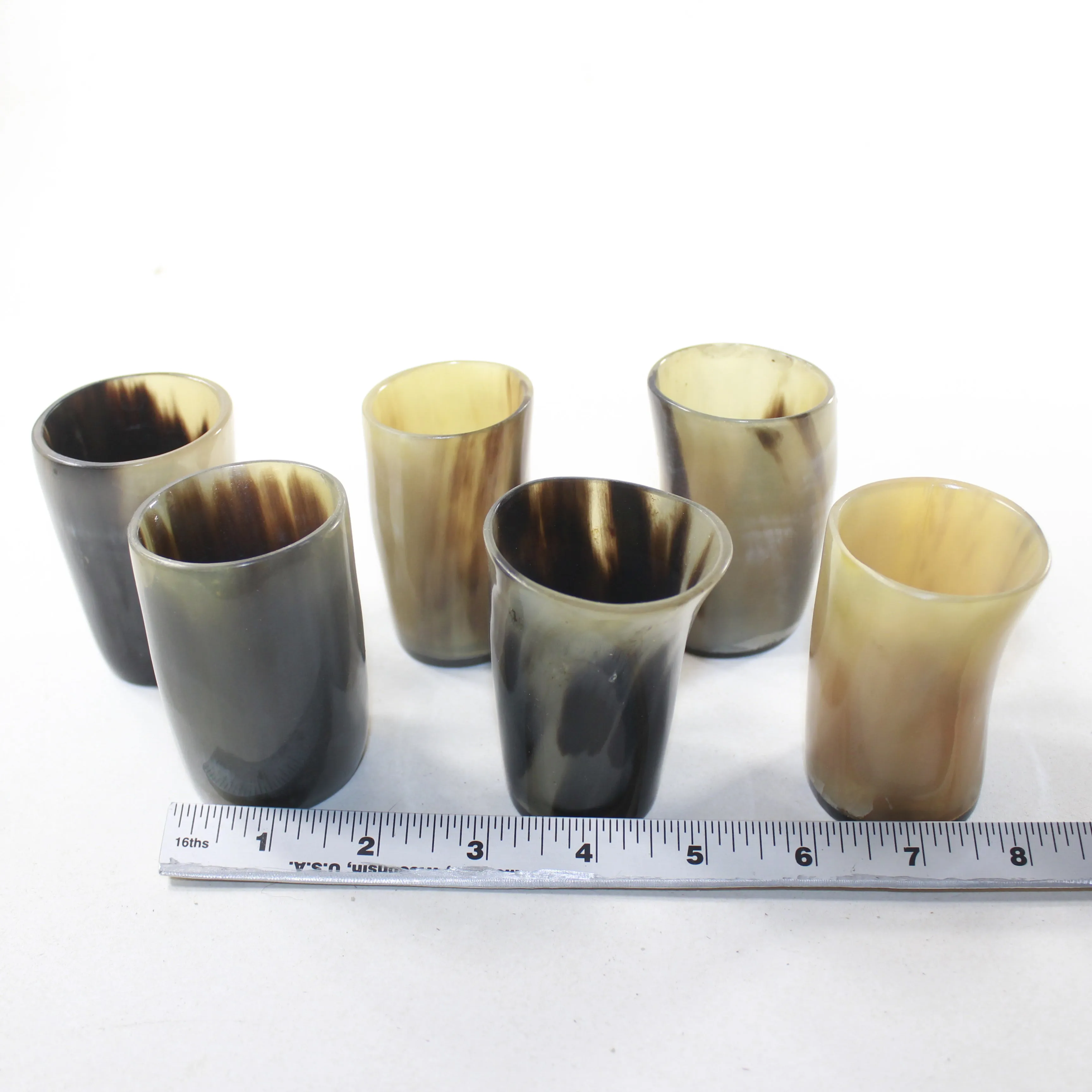 6 Horn Shot Glasses #7131 Natural Colored
