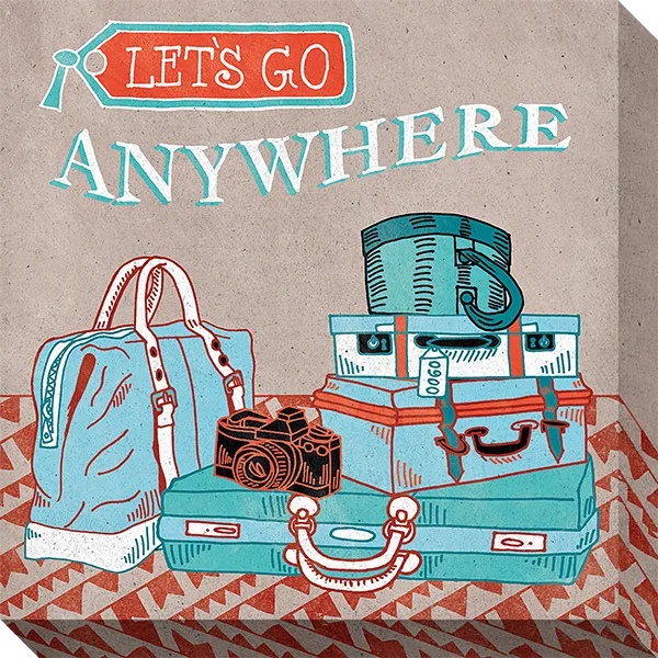 Adventure Love Suitcase: Gallery Wrapped Canvas (3 Sizes)