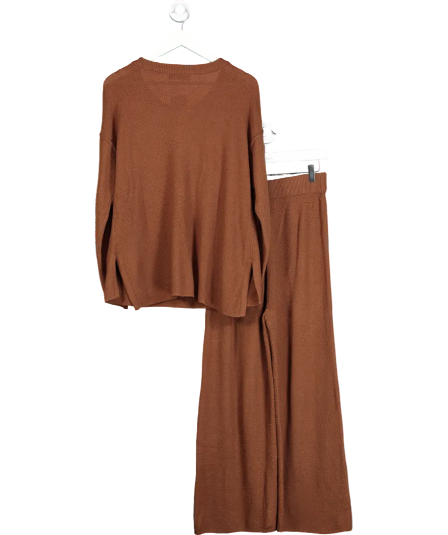 Anarabess Brown Two Piece Over Sized Slouchy Sweater And Loose Fitting Trousers UK S