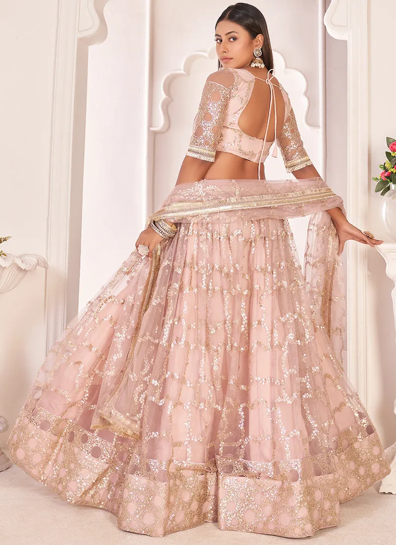 Baby Pink Sequence Embroidered Traditional Wedding Lehenga Choli