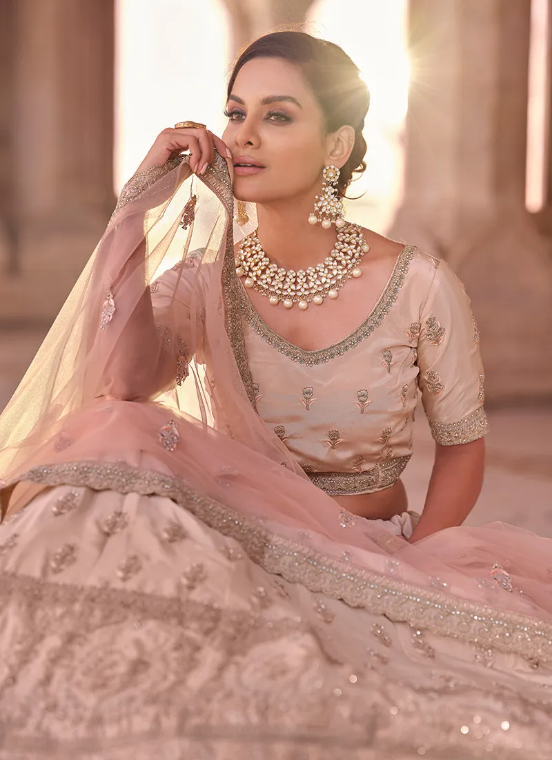 Baby Pink Traditional Embroidered Lehenga Choli