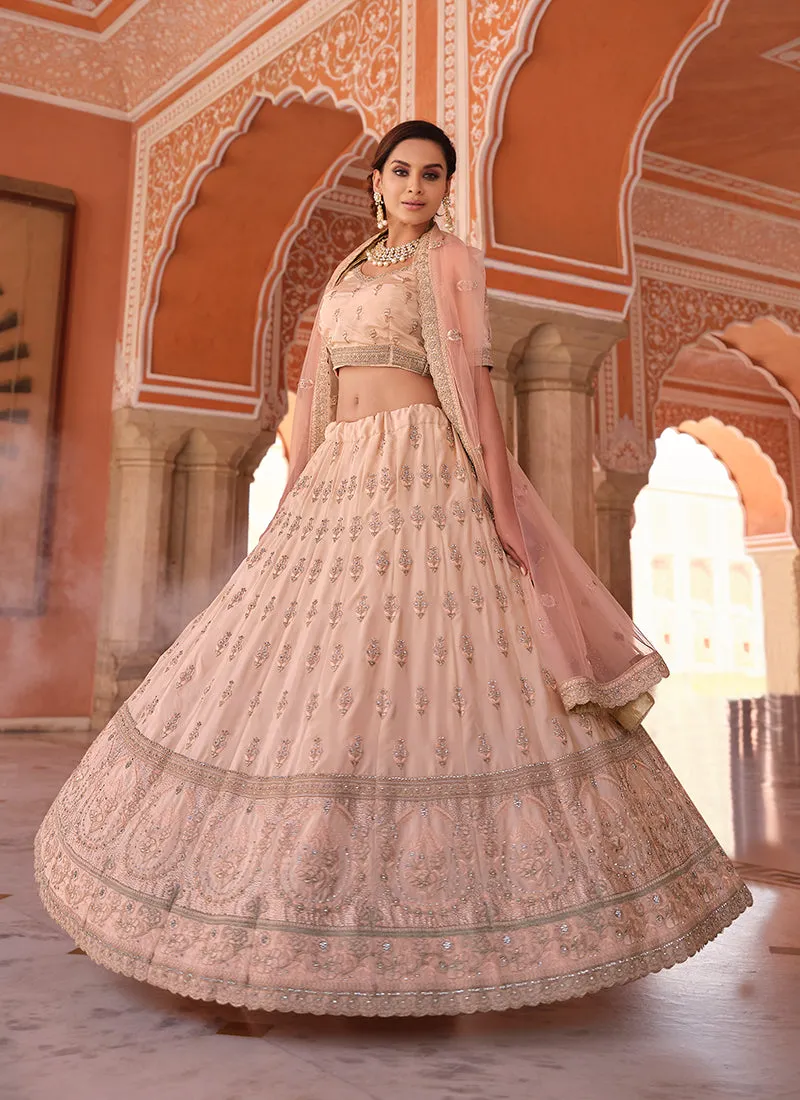 Baby Pink Traditional Embroidered Lehenga Choli