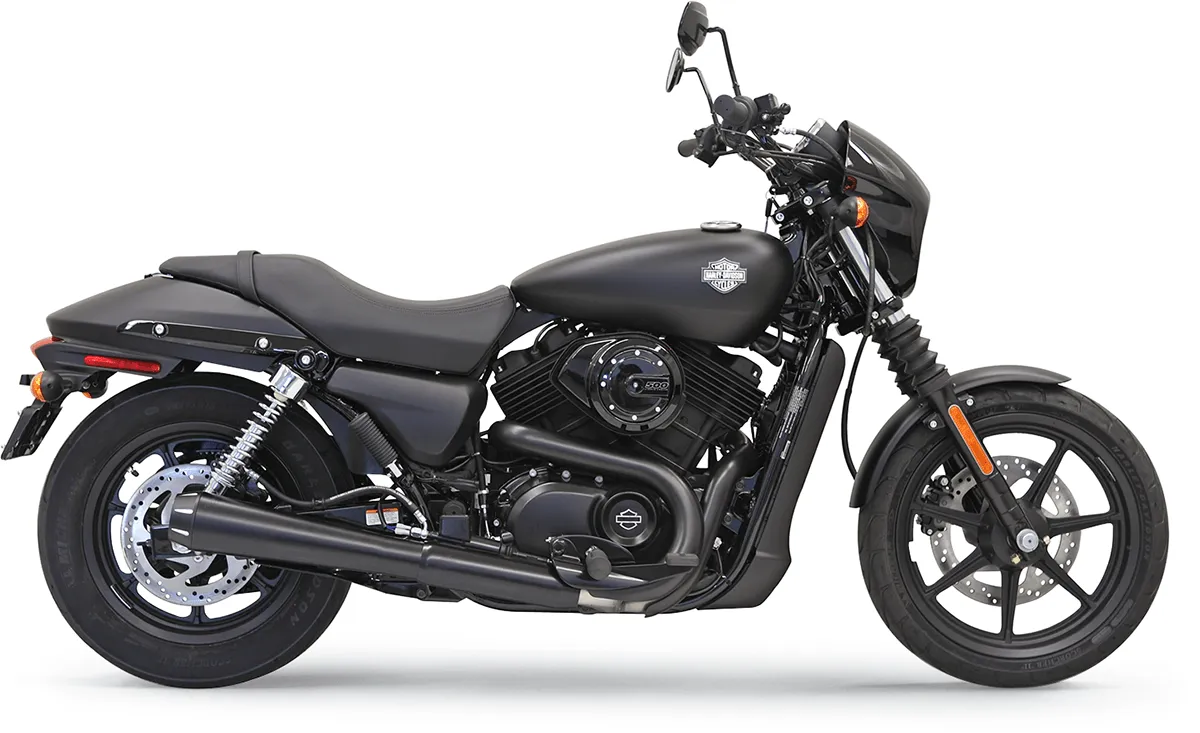 Bassani Manufacturing 1527RB 4in. Slip-On Megaphone Slip-On Muffler - Black with Black Billet End Caps and Contrasting Flutes