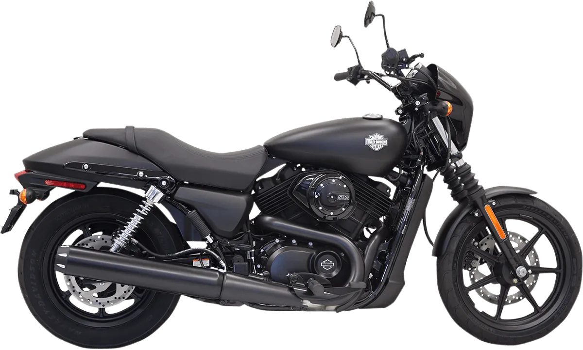 Bassani Manufacturing 1527RB 4in. Slip-On Megaphone Slip-On Muffler - Black with Black Billet End Caps and Contrasting Flutes