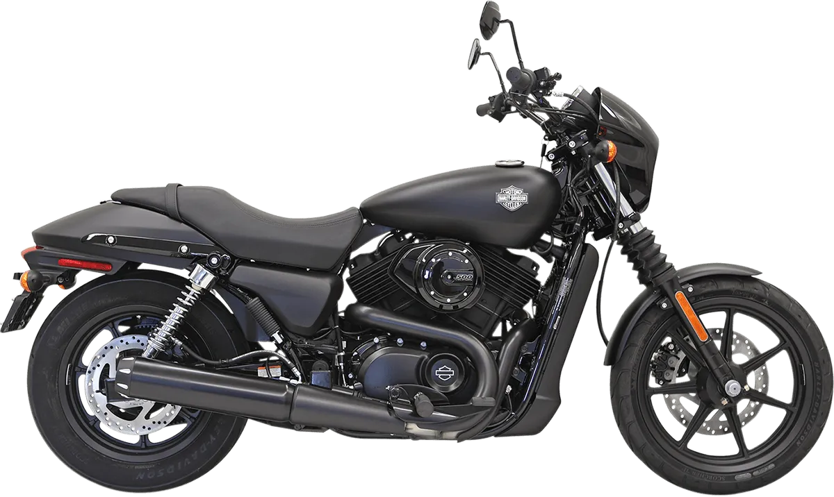 Bassani Manufacturing 1527RB 4in. Slip-On Megaphone Slip-On Muffler - Black with Black Billet End Caps and Contrasting Flutes