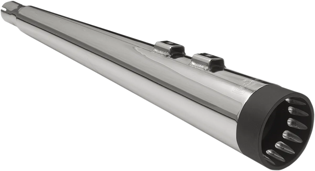 Bassani Manufacturing 1F572DNT6 4in. DNT Megaphone Muffler with Acoustically Tuned Baffle - Chrome with Black End Cap