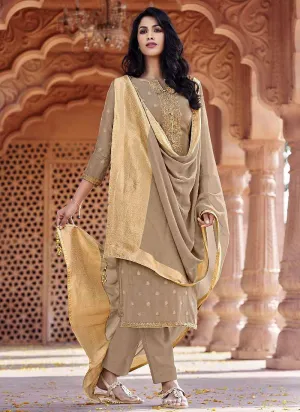 Beige Golden Designer Salwar Kameez