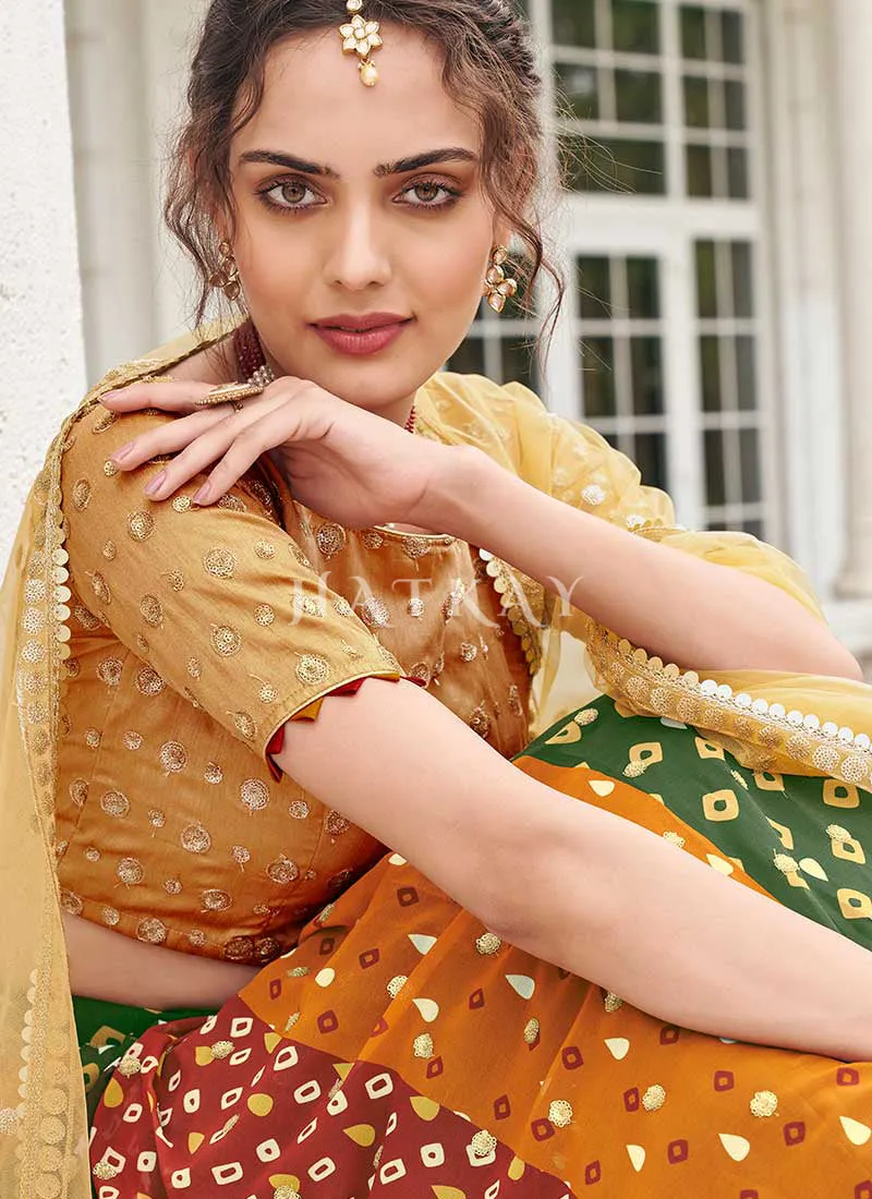 Beige Multi Sequence Embroidered Traditional Lehenga Choli