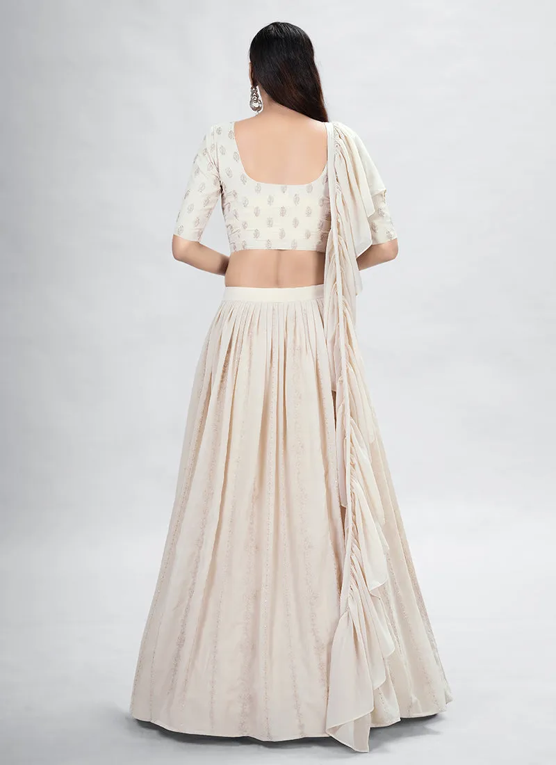 Beige Sequence Embroidery Wedding Lehenga Choli