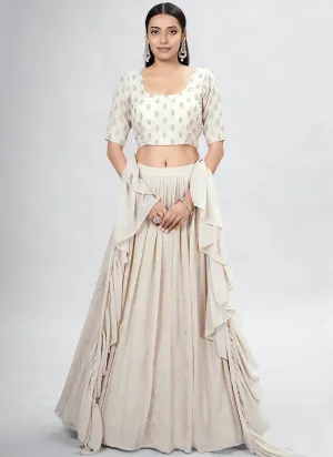 Beige Sequence Embroidery Wedding Lehenga Choli