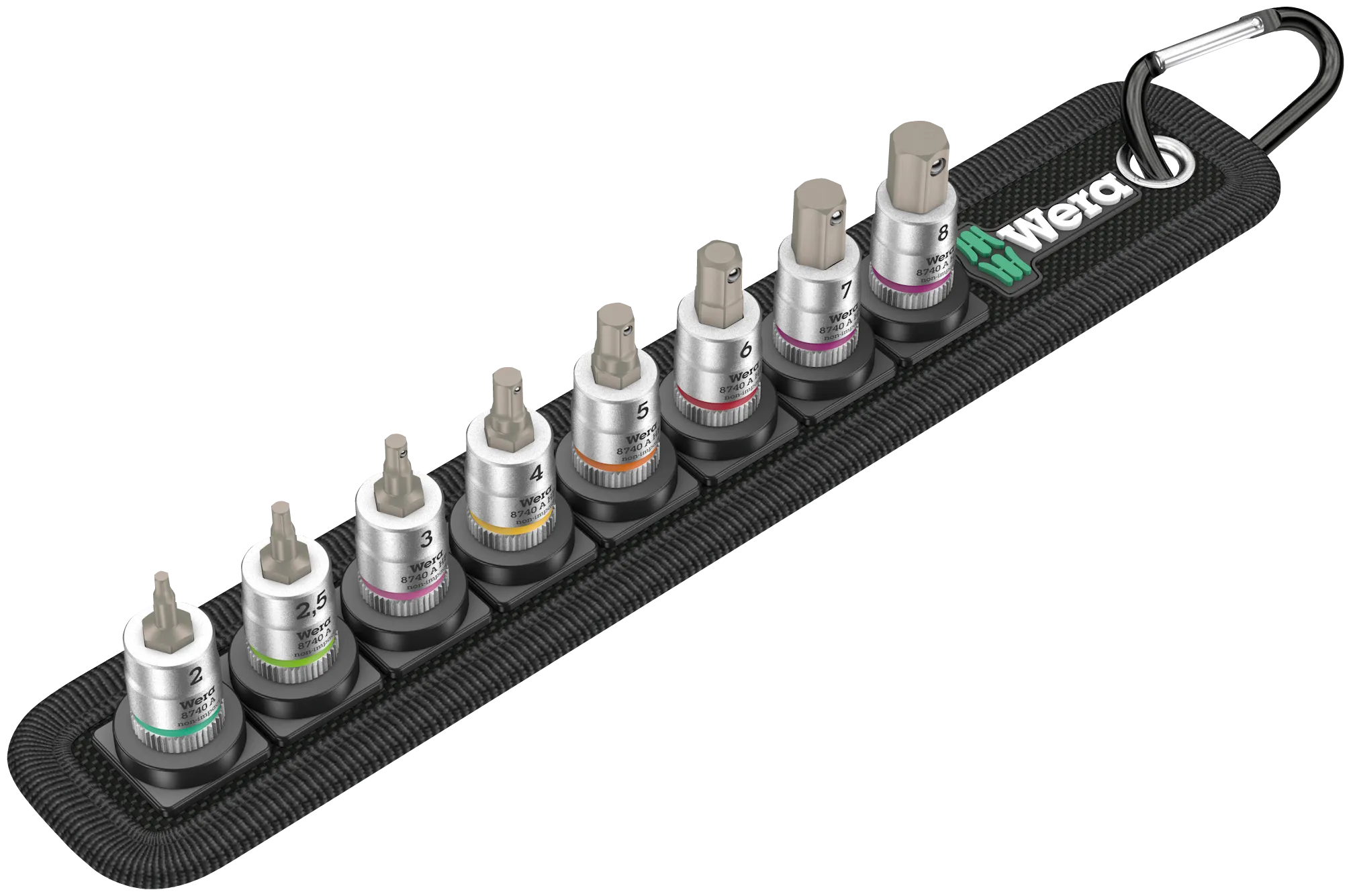 Belt A 2 Zyklop In-Hex-Plus bit socket set with holding function, 1/4" drive