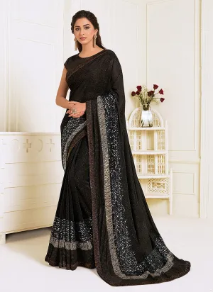 Black Sequence Embroidered Designer Saree