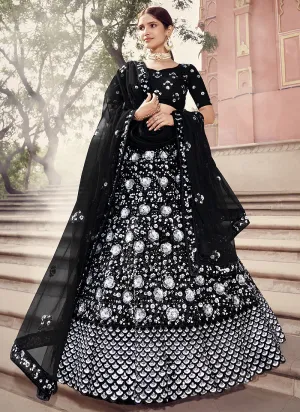 Black Silver Sequence Lehenga Choli