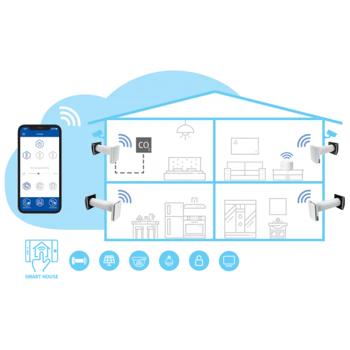Blauberg VENTO-DUO-AIR-GRY Vento Duo-Air Decentralised Single Room Heat Recovery Unit - WiFi - Grey Cowl