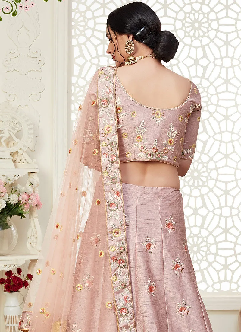 Blush Pink Floral Embroidered Designer Lehenga Choli