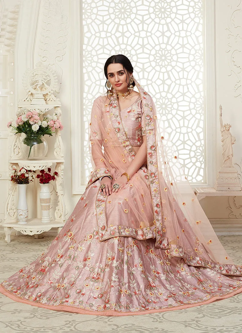 Blush Pink Floral Embroidered Designer Lehenga Choli