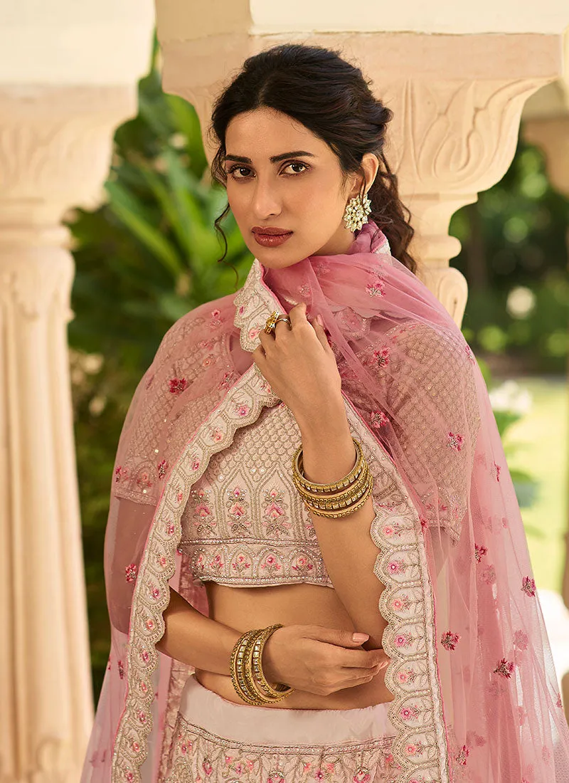 Blush Pink Traditional Multi Embroidered Lehenga Choli