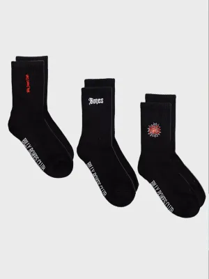 BONES SOCKS BLACK - 3 PACK