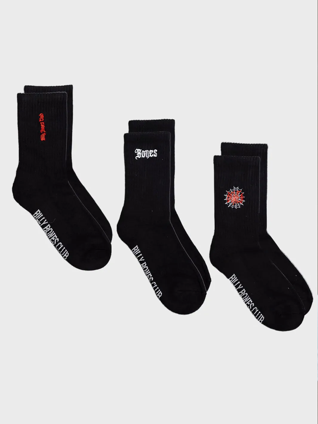 BONES SOCKS BLACK - 3 PACK