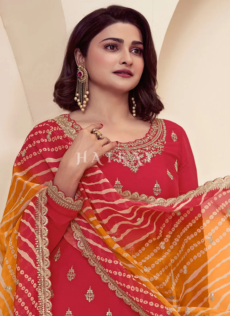 Bridal Red Reshamkari Embroidery Sharara Suit