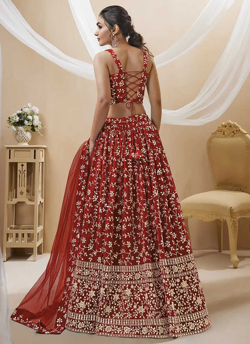 Bridal Red Sequence Embroidery Wedding Lehenga Choli