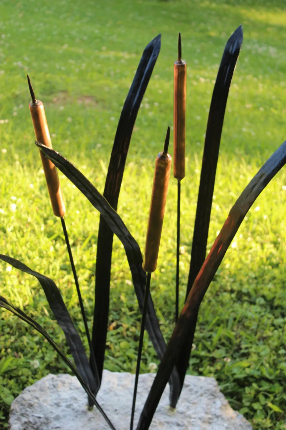Cattail Sculpture with Copper