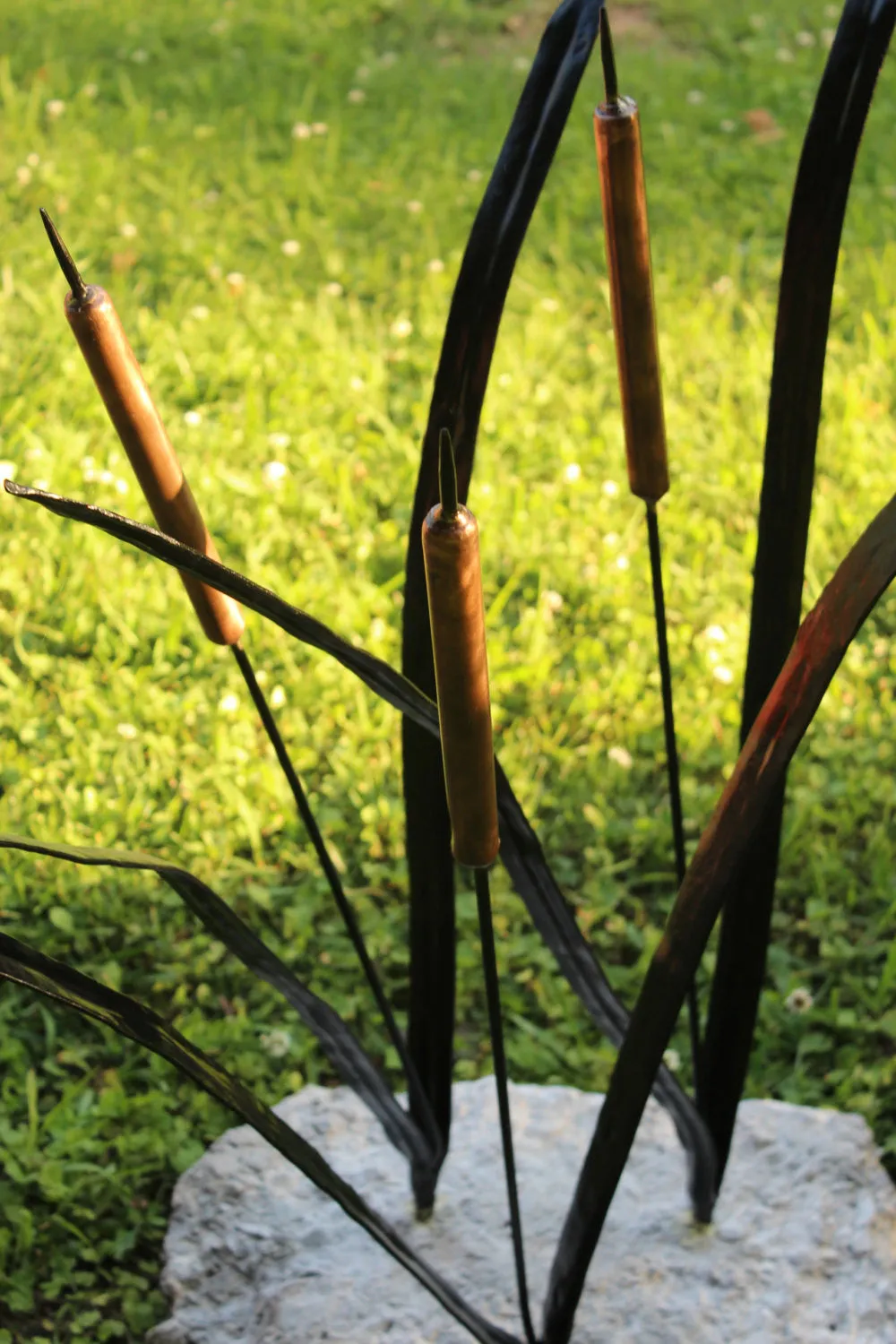 Cattail Sculpture with Copper