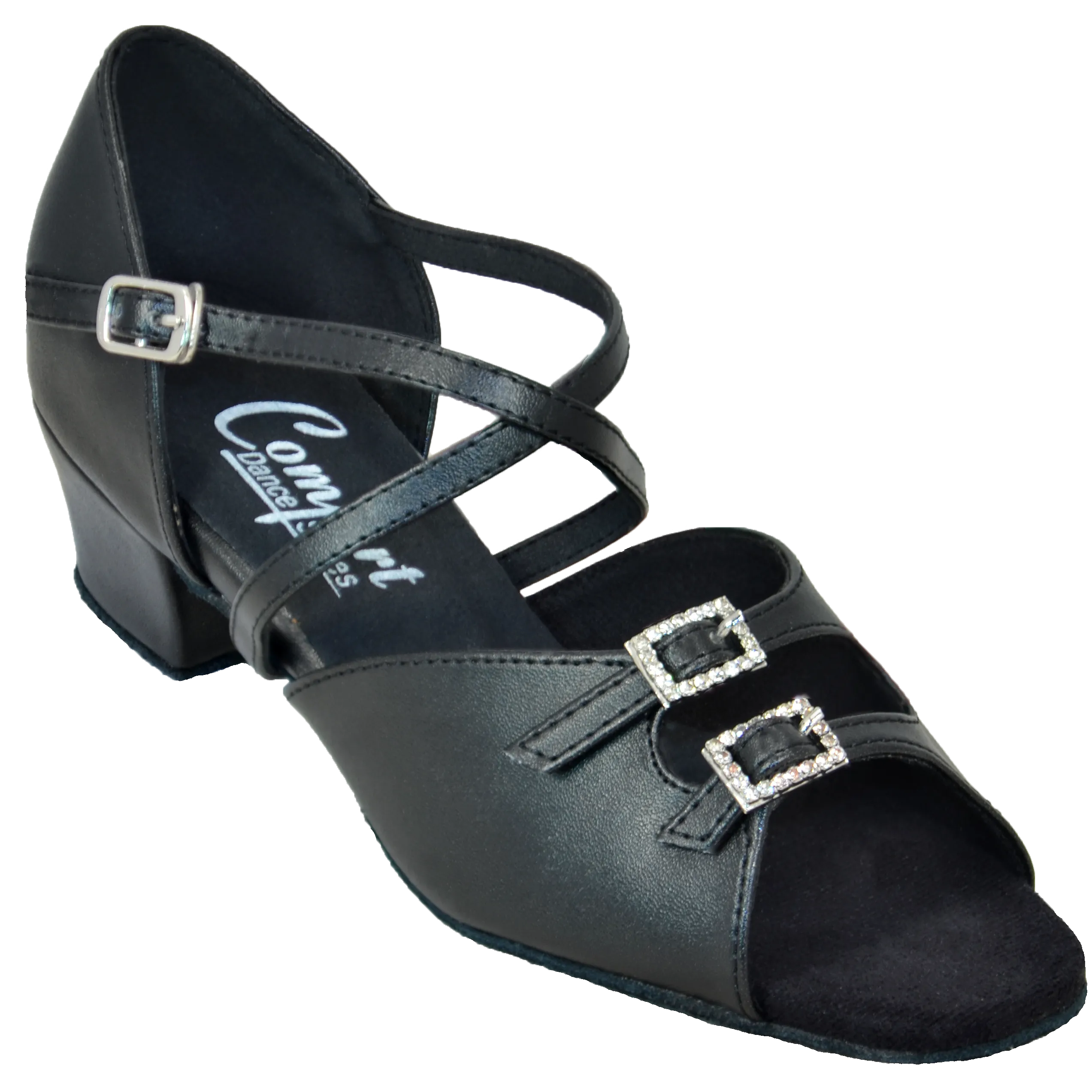 Comfort Double Buckle - Black Leather