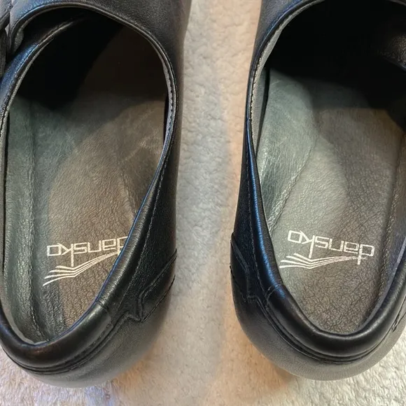 Dansko Franny black leather clogs