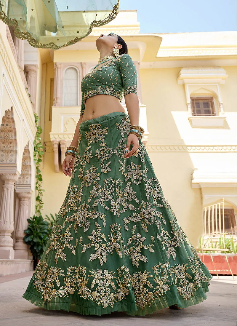 Deep Green Designer Indian Wedding Lehenga Choli