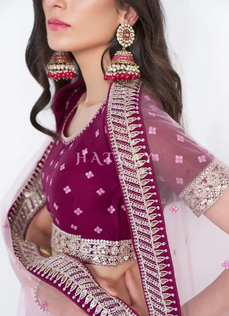 Deep Wine Heavy Embroidered Designer Wedding Lehenga Choli