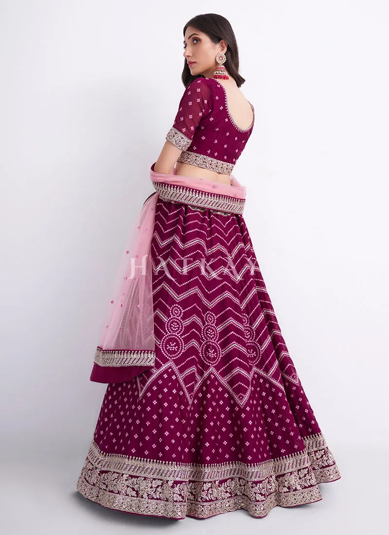 Deep Wine Heavy Embroidered Designer Wedding Lehenga Choli