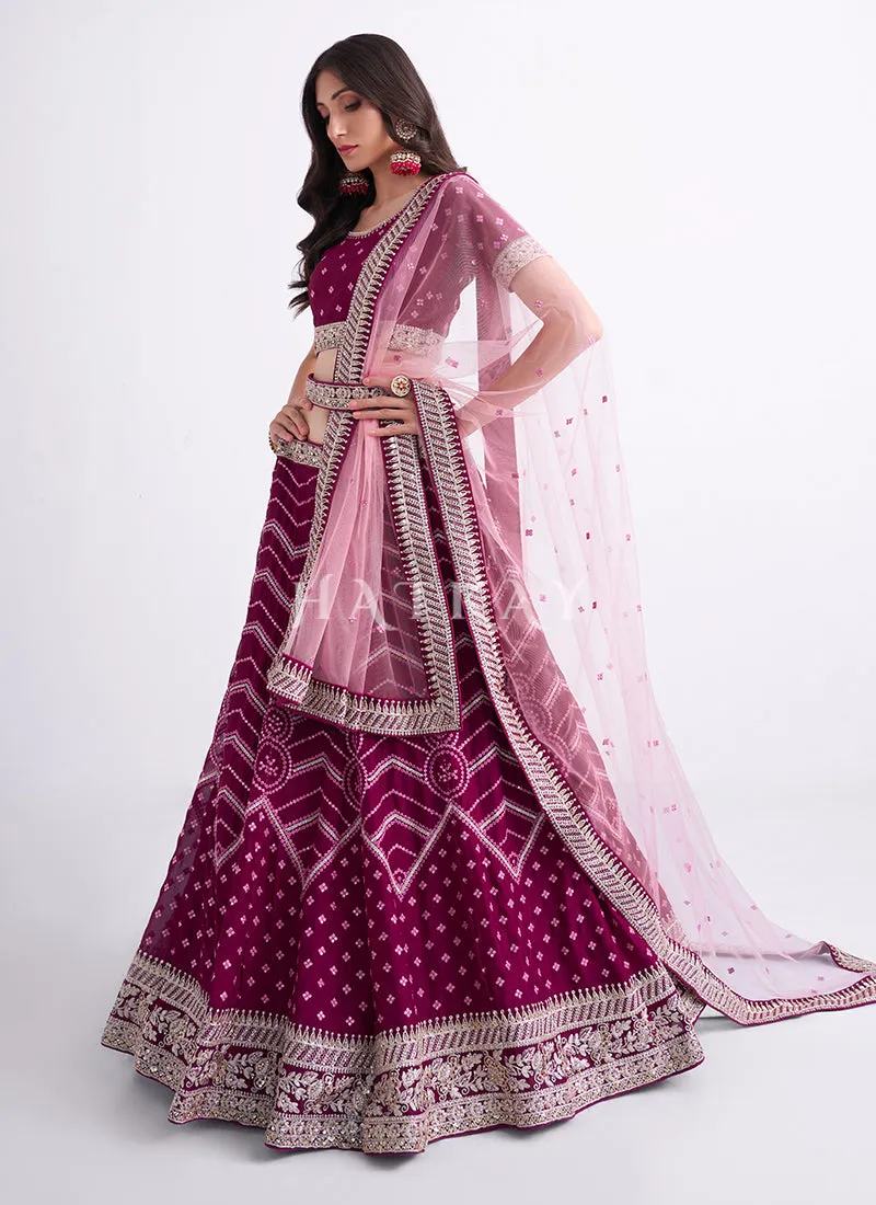 Deep Wine Heavy Embroidered Designer Wedding Lehenga Choli