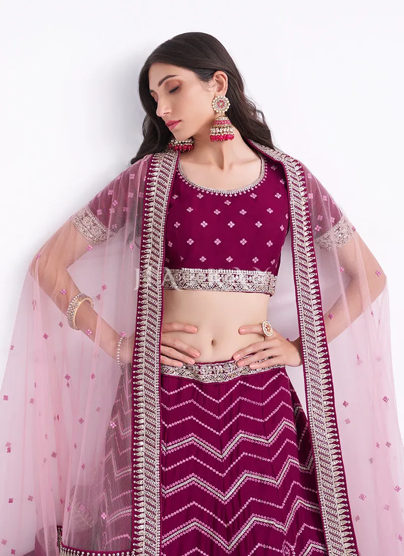 Deep Wine Heavy Embroidered Designer Wedding Lehenga Choli