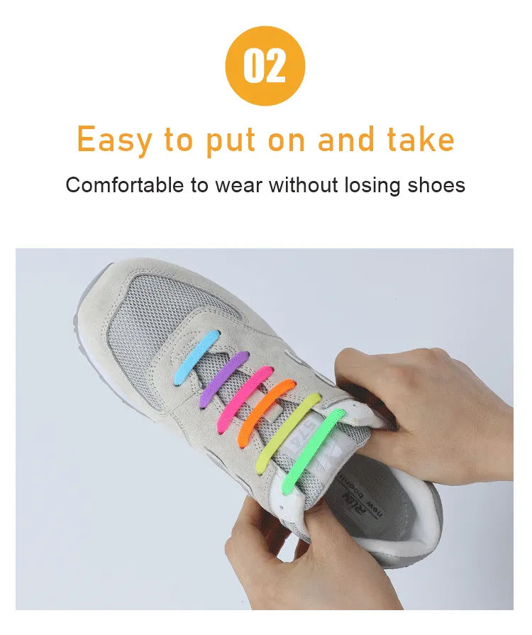 Elastic Silicone Shoelaces Fashion Unisex Athletic Non-Tie Shoe Lace Fit All Sneakers Quick Shoe Lace