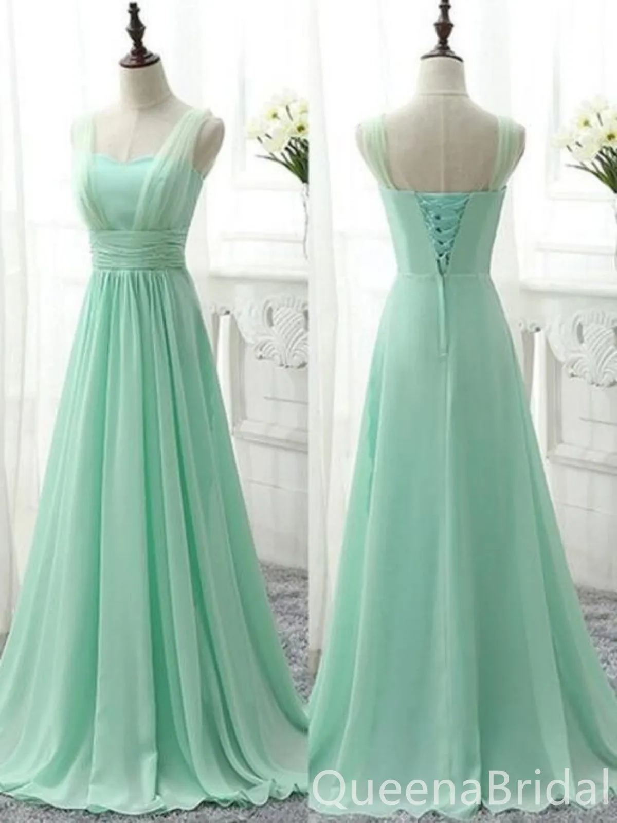 Elegant Mint Green Sweetheart Lace up Back A-line Long Party Dress Prom Dresses,WGP1734
