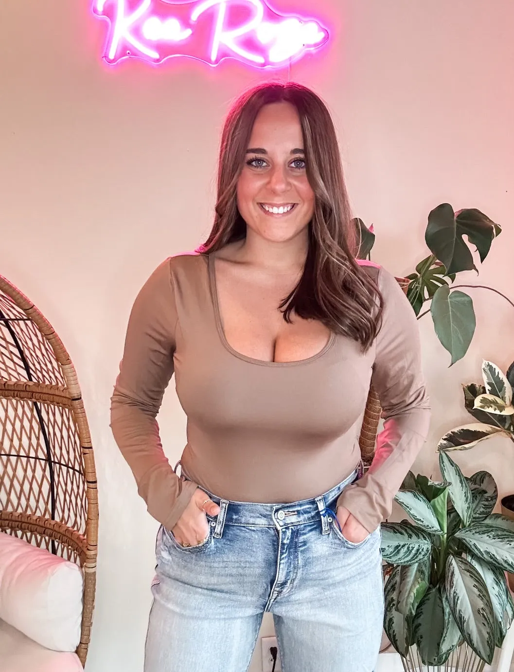 GIRL NEXT DOOR BODYSUIT-CHOCOLATE