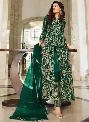 Green Embroidered Designer Anarkali Suit