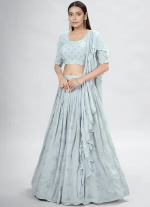 Grey Sequence Embroidery Wedding Lehenga Choli