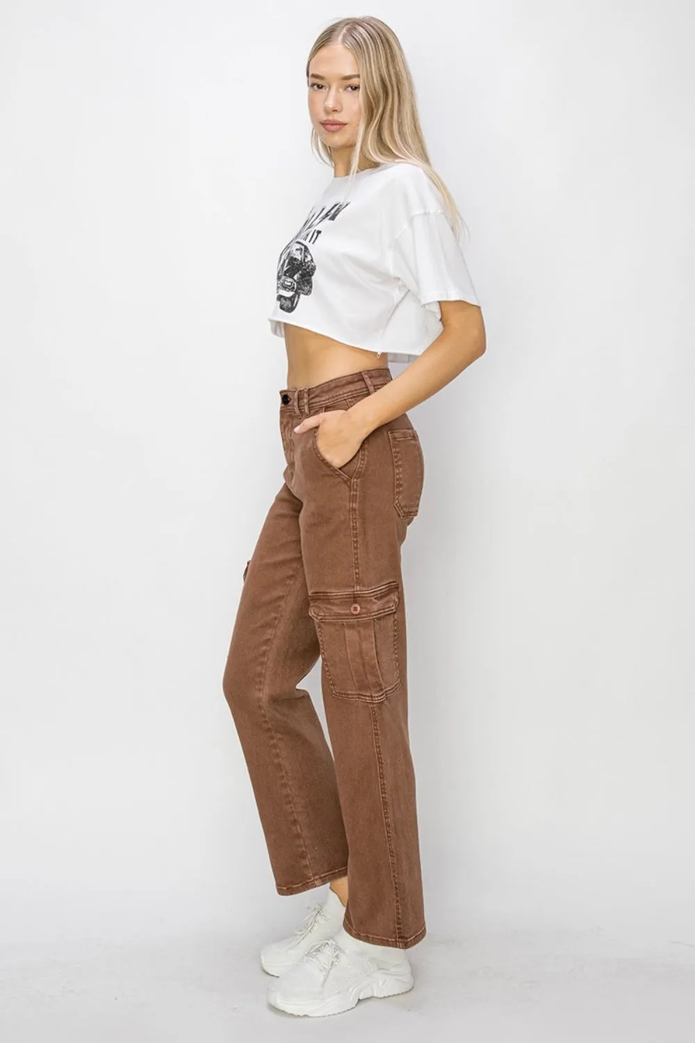 Hazel Blues® |  Risen High Rise Cargo Jeans