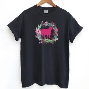 Heifer Cactus Wreath ComfortWash/ComfortColor T-Shirt (S-4XL) - Multiple Colors!